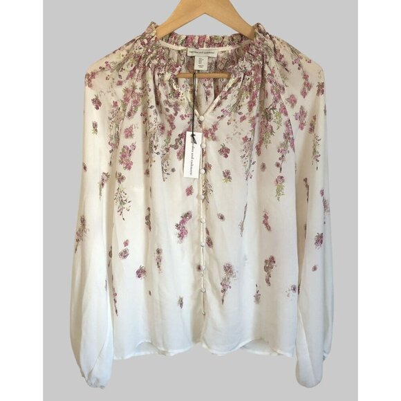 Cupcakes And Cashmere Tops - NWT Cupcakes And Cashmere Floral Print Blouse Womens L Cottagecore Bloomcore